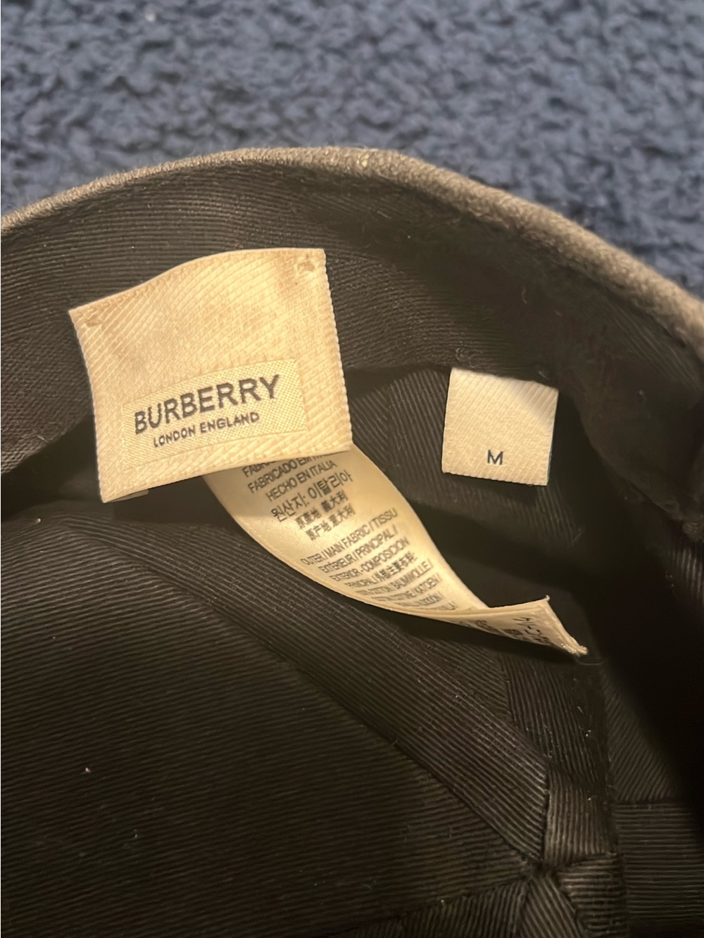 Burberry Black Cotton Logo Adjustable Baseball Cap Hat Size M